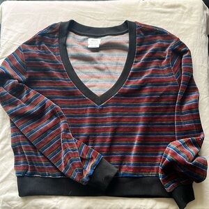 RVCA velour striped pullover